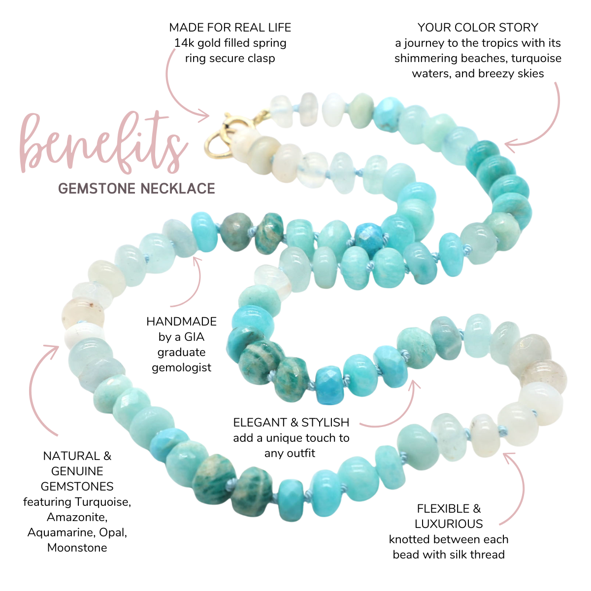 Caribbean Lake Gemstone Beaded Necklace