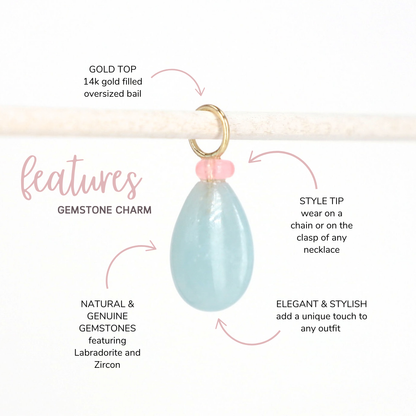 Aquamarine and Opal Gemstone Charm