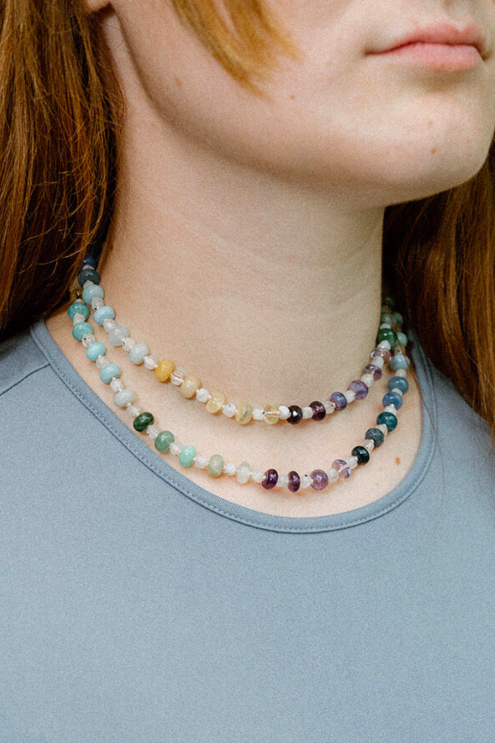 Light Aurora Gemstone Beaded Necklace