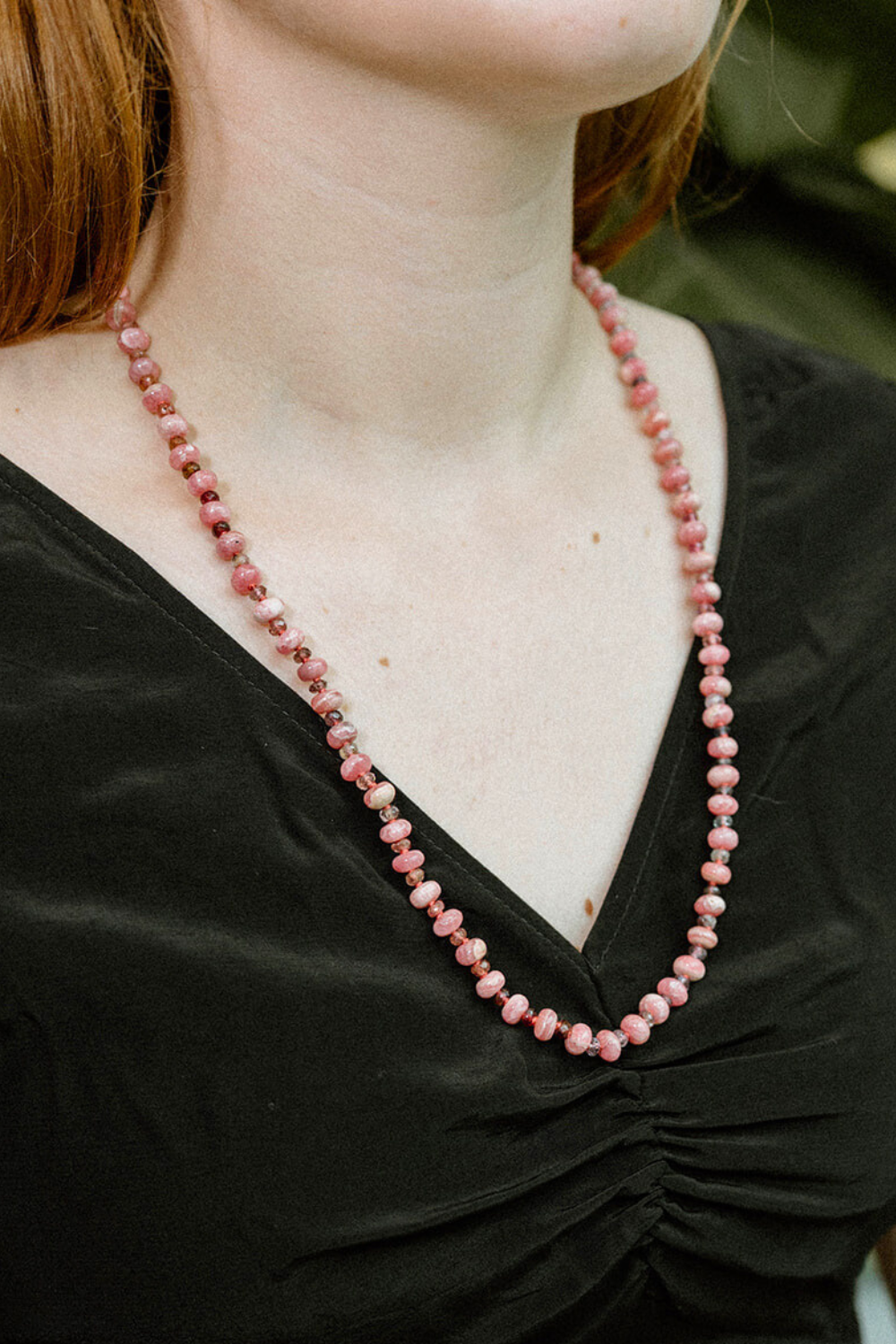 Rosewood Twilight Gemstone Beaded Necklace