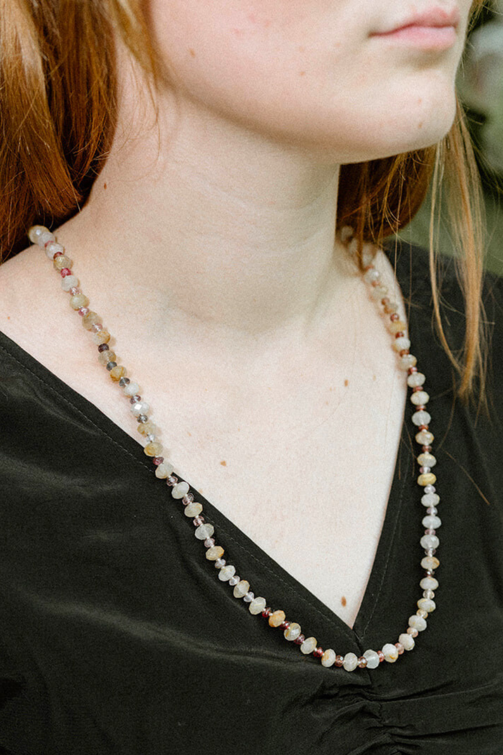 Sandy Twilight Gemstone Beaded Necklace