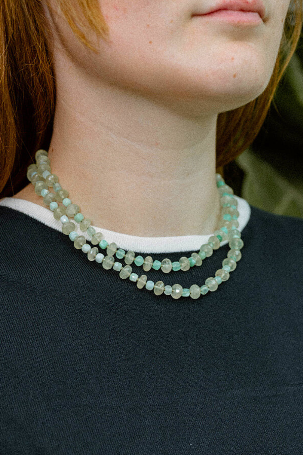 Moss Daylight Gemstone Beaded Necklace
