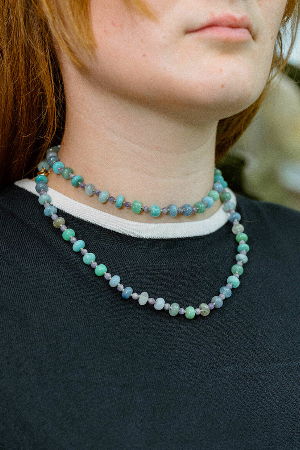Aqua Daylight Gemstone Beaded Necklace