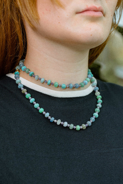Aqua Daylight Gemstone Beaded Necklace
