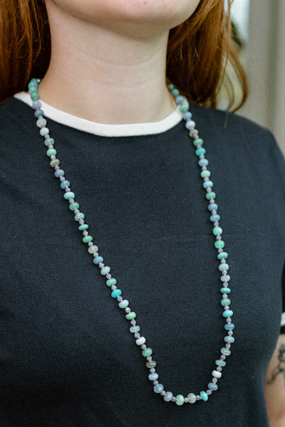 Aqua Daylight Gemstone Beaded Necklace