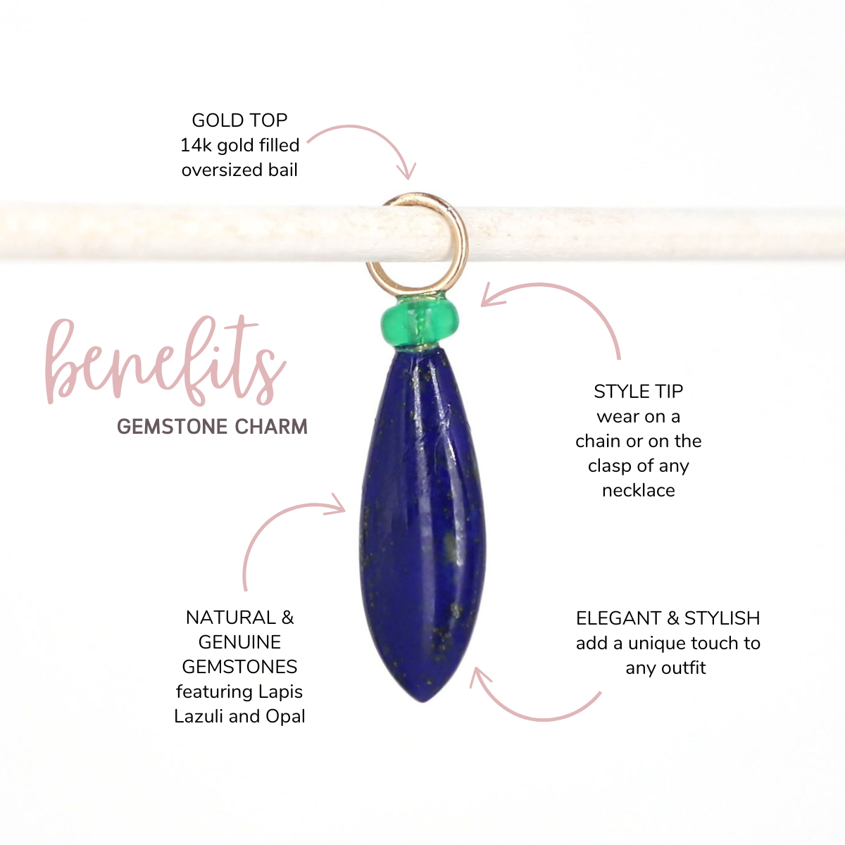 Lapis Lazuli and Opal Gemstone Drop Charm