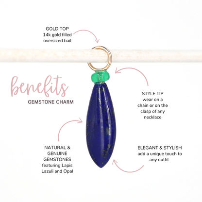 Lapis Lazuli and Opal Gemstone Drop Charm