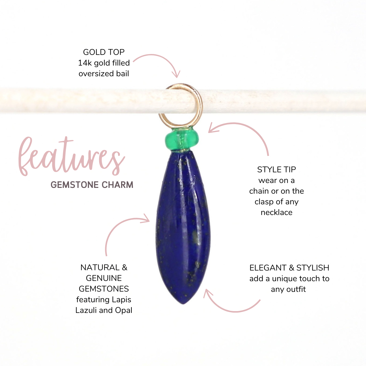 Lapis Lazuli and Opal Gemstone Charm