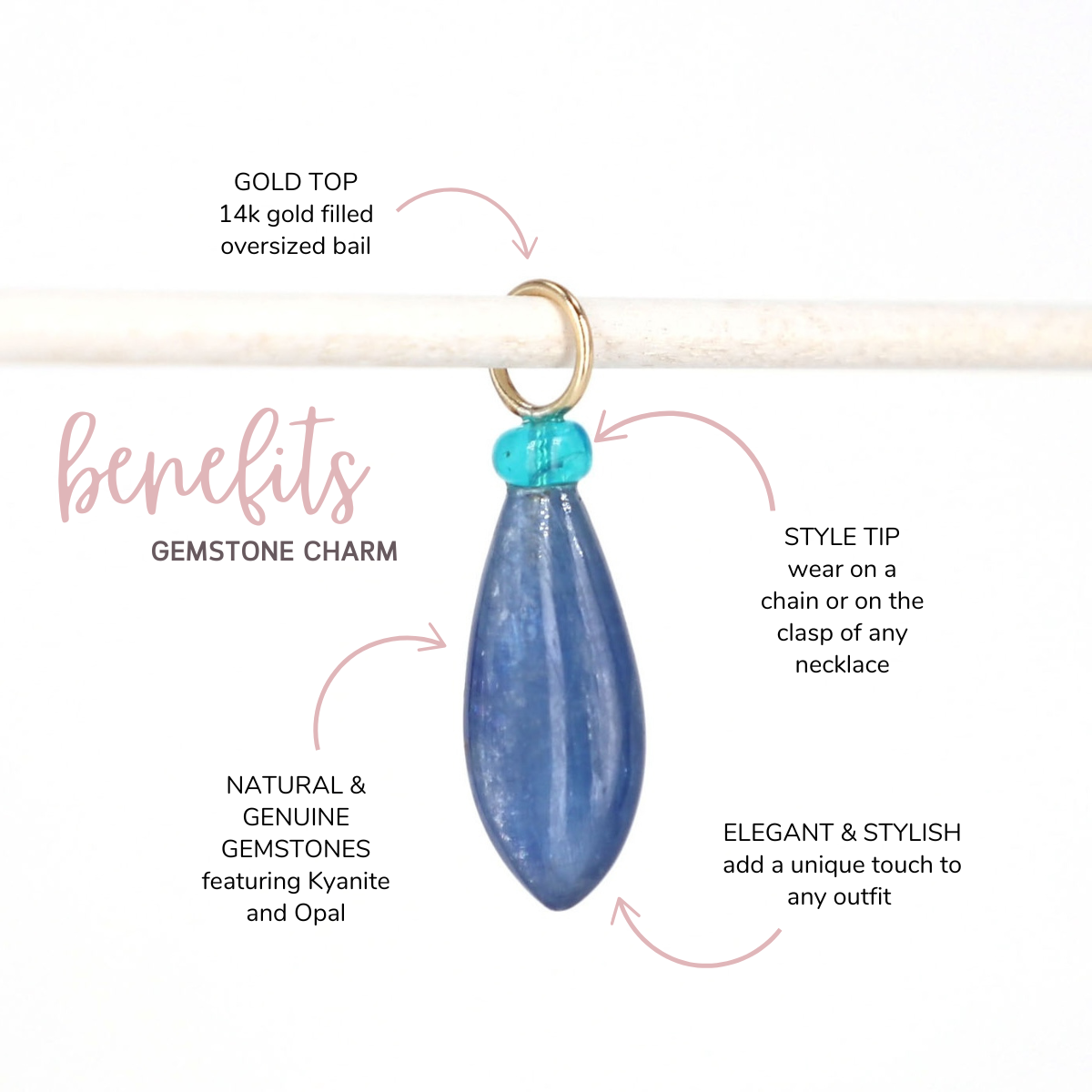Kyanite and Opal Gemstone Drop Charm