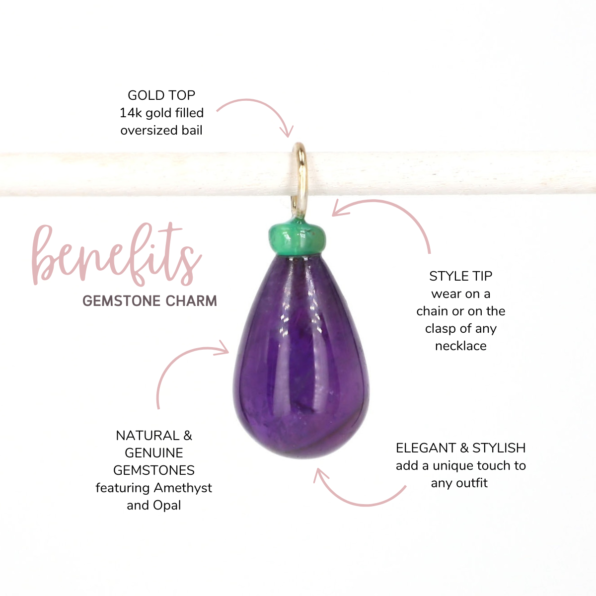 Amethyst and Opal Gemstone Drop Charm