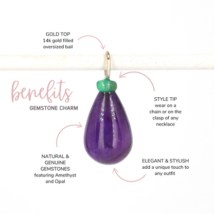 Amethyst and Opal Gemstone Drop Charm