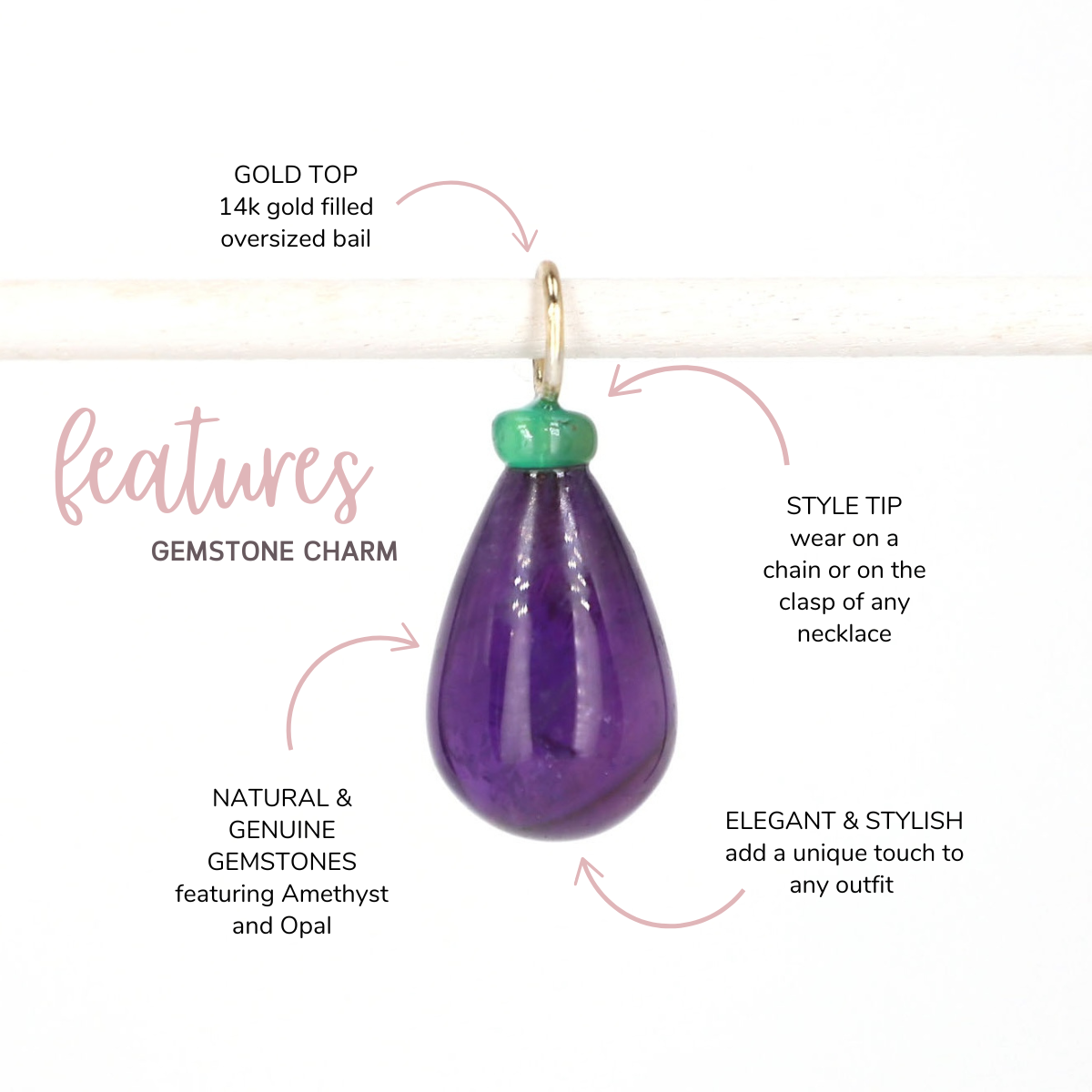 Amethyst and Opal Gemstone Charm