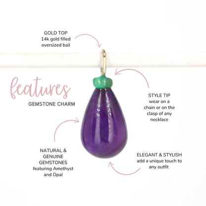 Amethyst and Opal Gemstone Charm