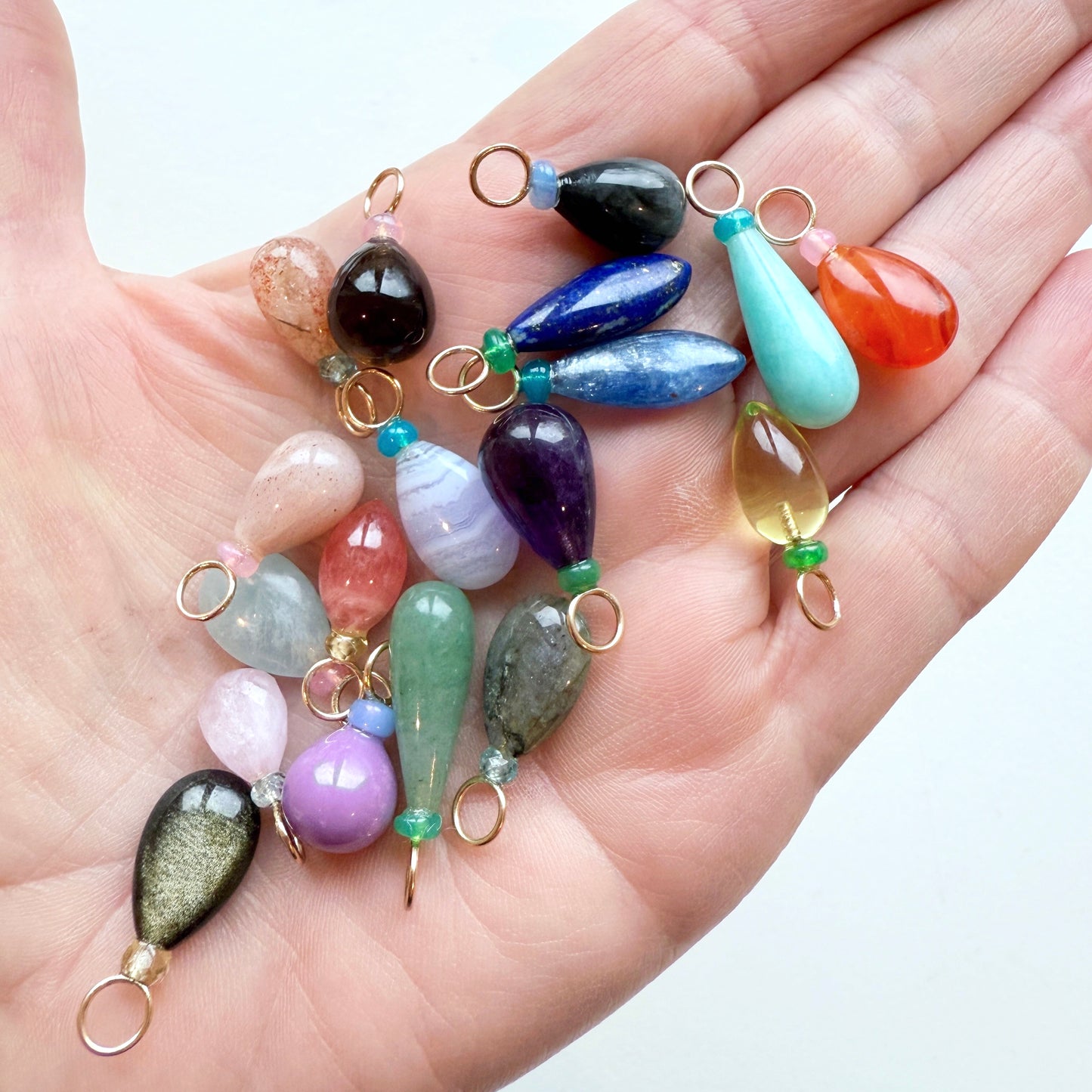 Kunzite and Zircon Gemstone Drop Charm