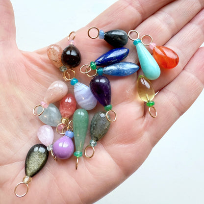 Kunzite and Zircon Gemstone Drop Charm