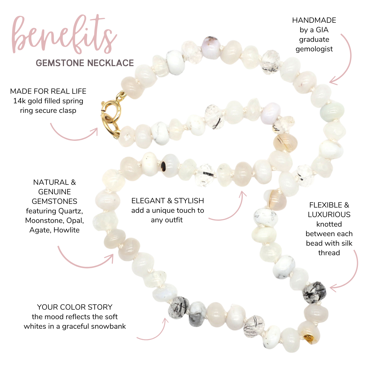 Snowbank Gemstone Beaded Necklace