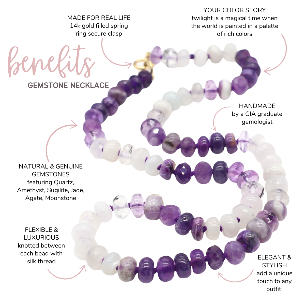 Violet Snow Beaded Necklace