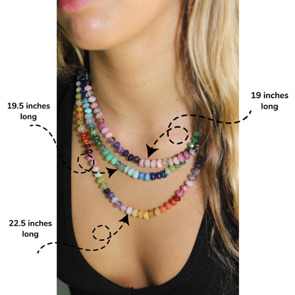 19 inch Autumn Sunset Gemstone Beaded Necklace