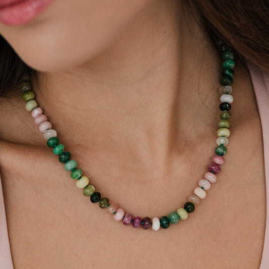 19 inch Summer Field Gemstone Beaded Necklace