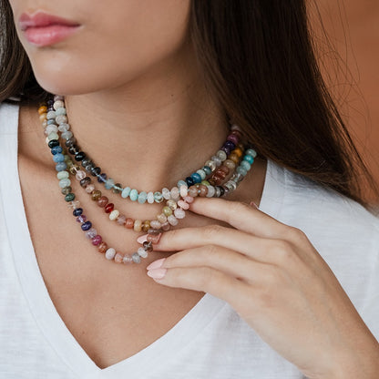 19 inch Autumn Sunset Gemstone Beaded Necklace