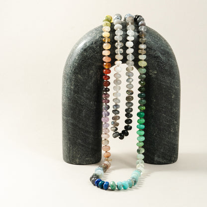 One-of-a-kind Long Rainbow Gemstone Beaded Necklace