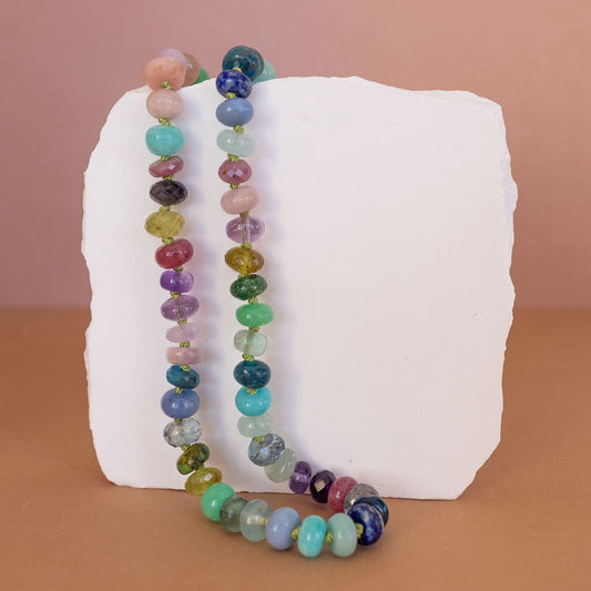 Wildflower Grass Gemstone Beaded Necklace