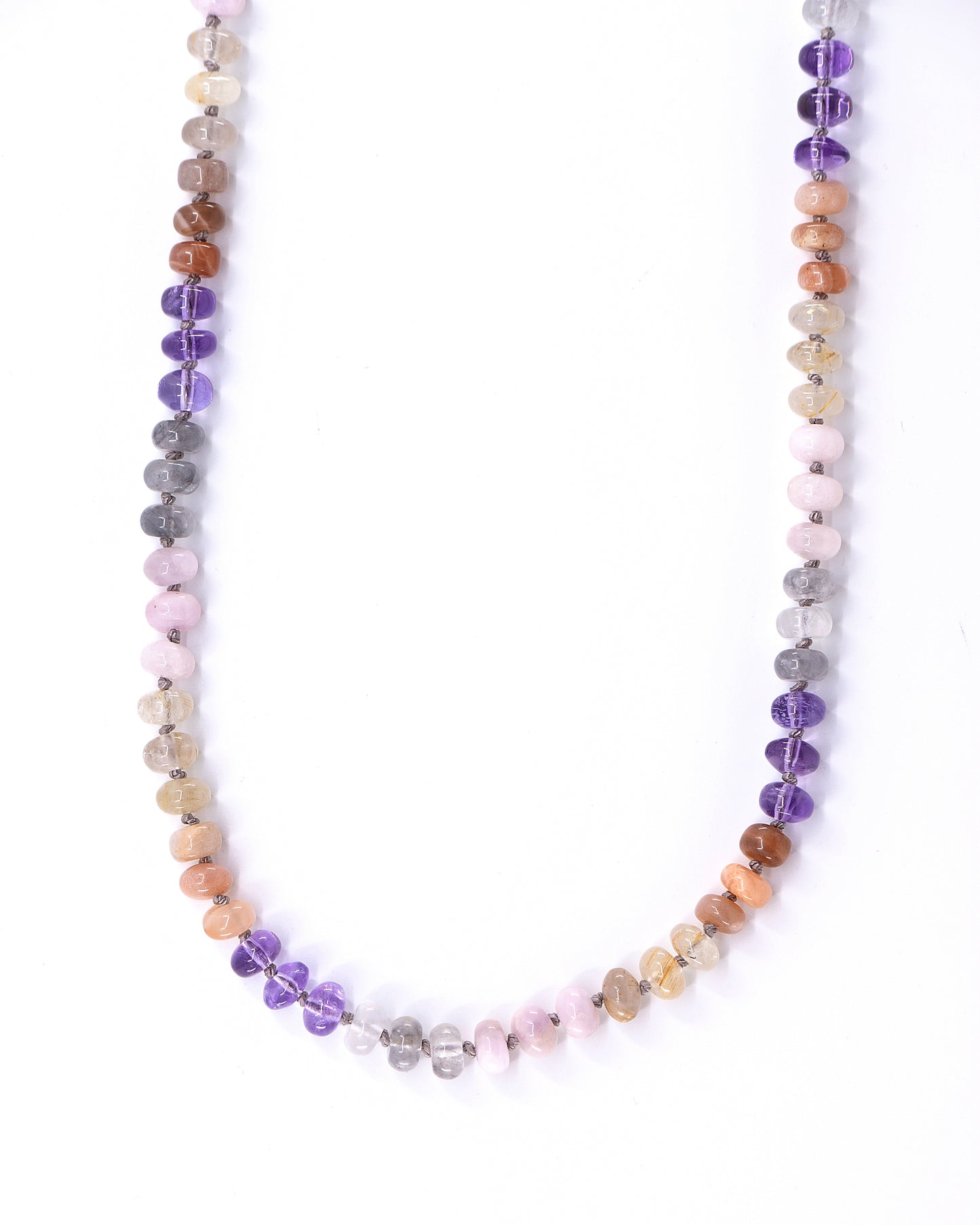 Sunrise Haze Gemstone Beaded Necklace with Diamond Circle Clasp