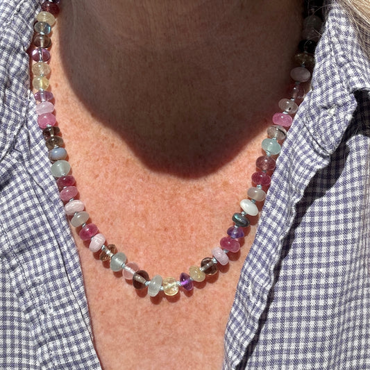 Clover Meadow Gemstone Beaded Necklace