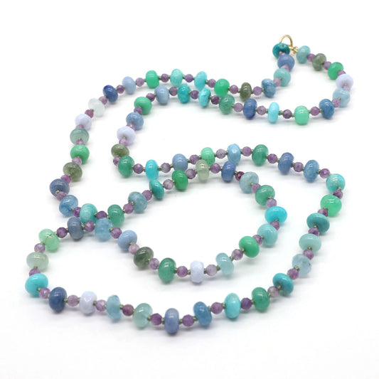 Aqua Daylight Gemstone Beaded Necklace