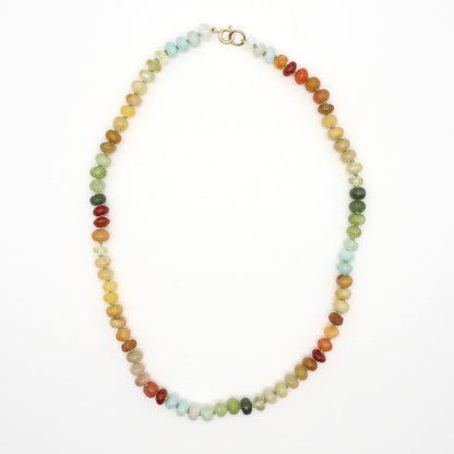 Yellow Sunflower Gemstone Beaded Necklace, 20 inches