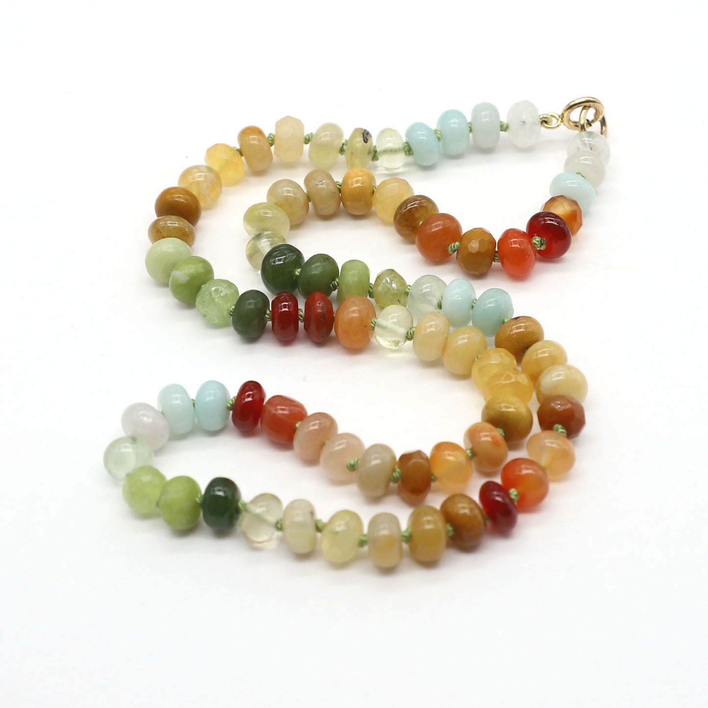 Yellow Sunflower Gemstone Beaded Necklace, 20 inches