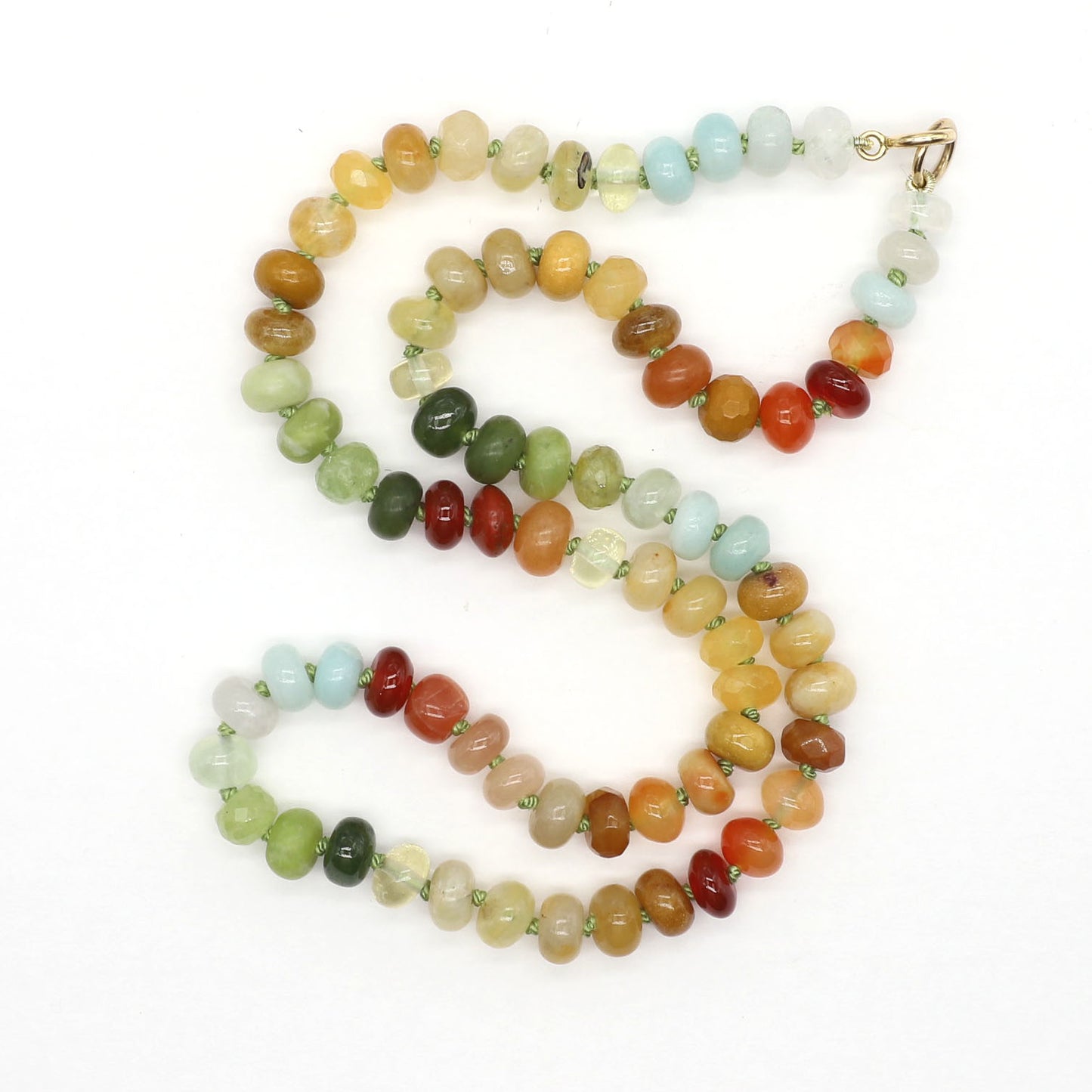 Yellow Sunflower Gemstone Beaded Necklace, 20 inches