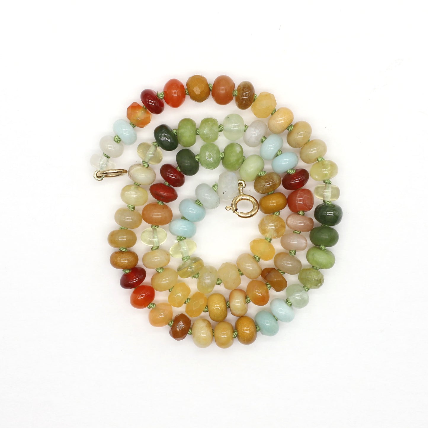 Yellow Sunflower Gemstone Beaded Necklace, 20 inches