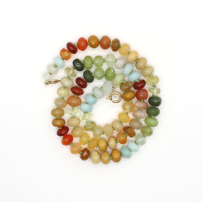 Yellow Sunflower Gemstone Beaded Necklace, 20 inches