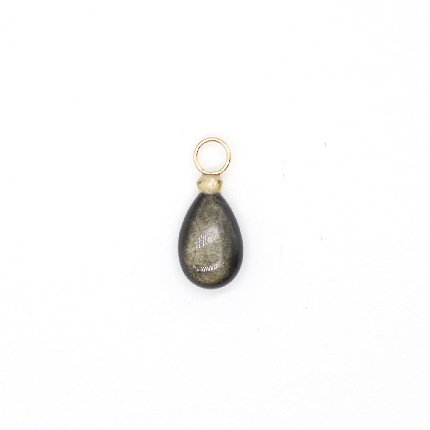Gold Obsidian and Zircon Gemstone Drop Charm
