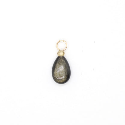 Gold Obsidian and Zircon Gemstone Drop Charm