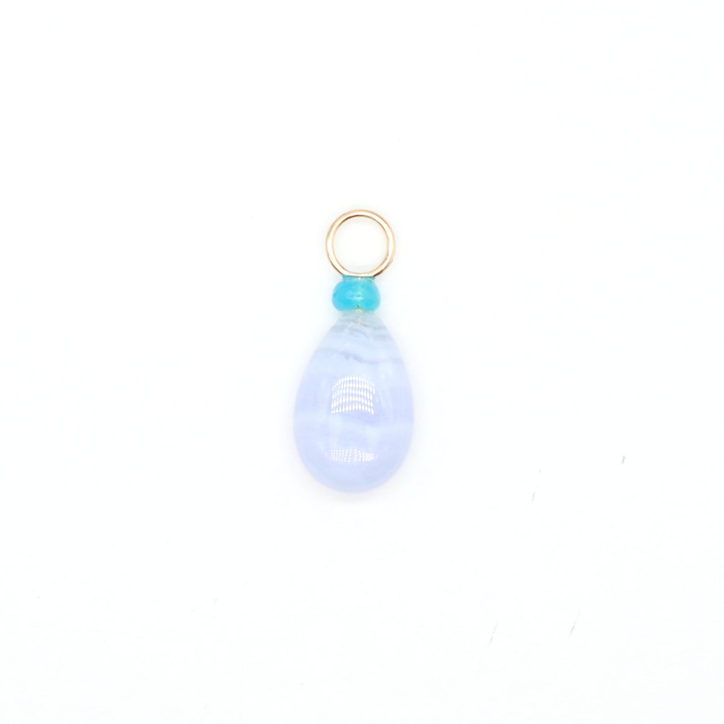 Blue Lace Agate and Opal Gemstone Drop Charm