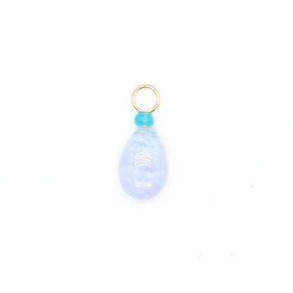 Blue Lace Agate and Opal Gemstone Drop Charm
