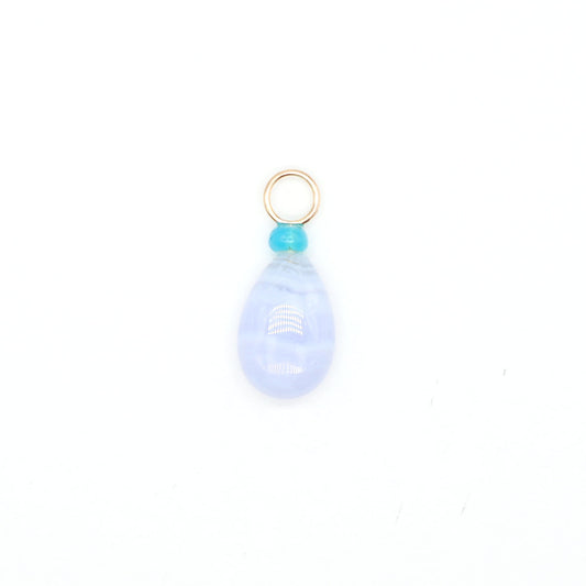 Blue Lace Agate and Opal Gemstone Charm