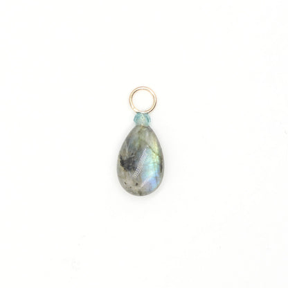 Labradorite and Zircon Gemstone Drop Charm