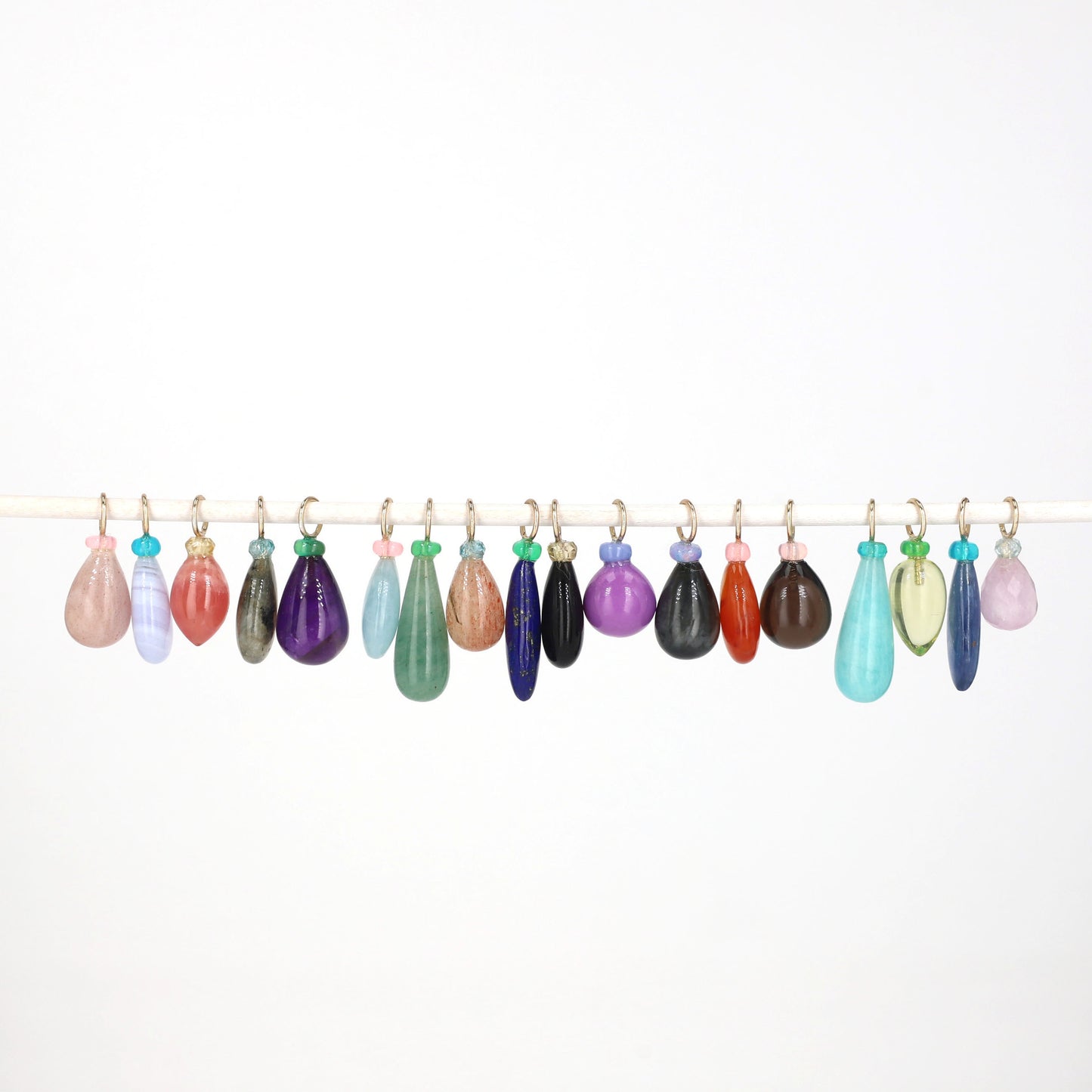 Sunstone and Zircon Gemstone Drop Charm