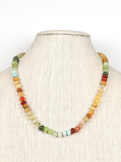 Yellow Sunflower Gemstone Beaded Necklace, 20 inches