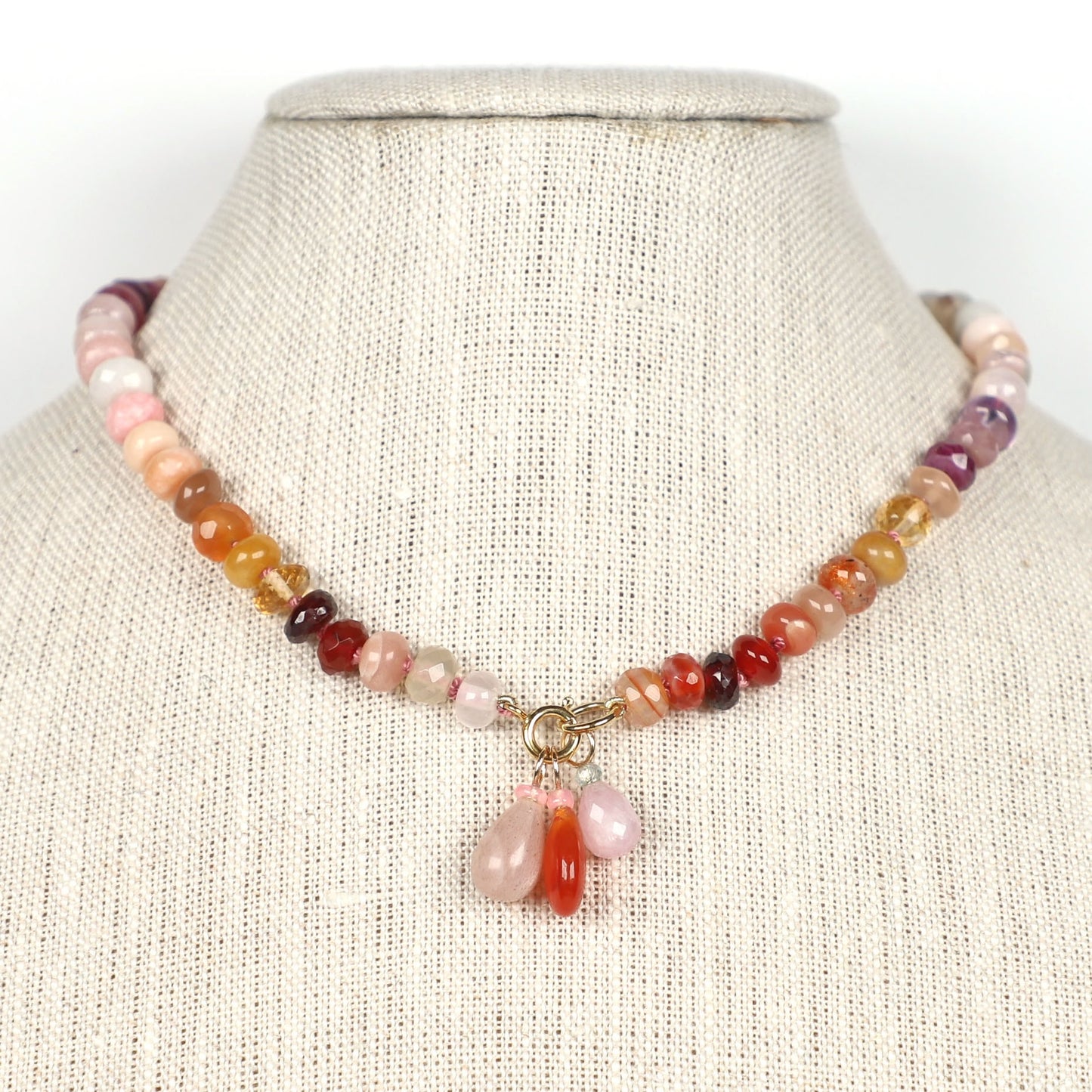 Carnelian and Opal Gemstone Drop Charm