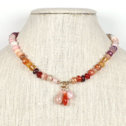 Carnelian and Opal Gemstone Drop Charm