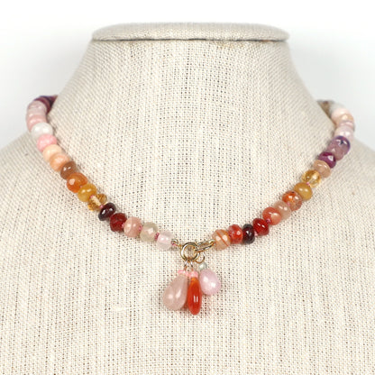 Pink Moonstone and Opal Gemstone Charm