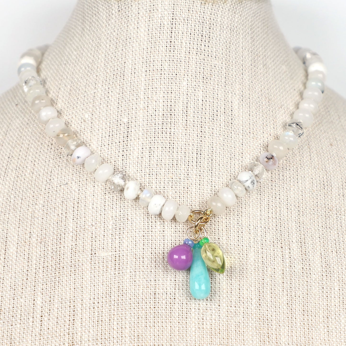 Phosphosiderite and Opal Gemstone Drop Charm