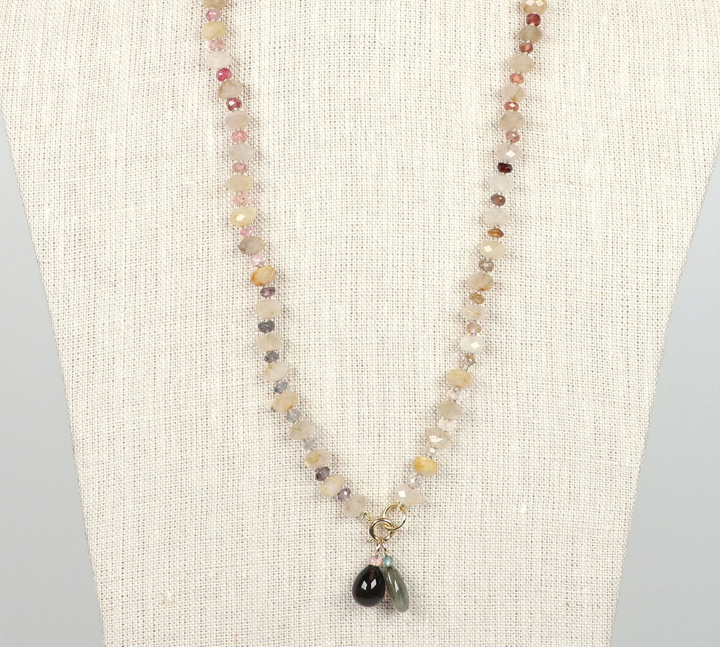 Smoky Quartz and Opal Gemstone Drop Charm