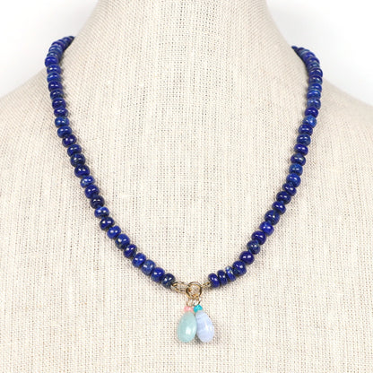 Blue Lace Agate and Opal Gemstone Drop Charm