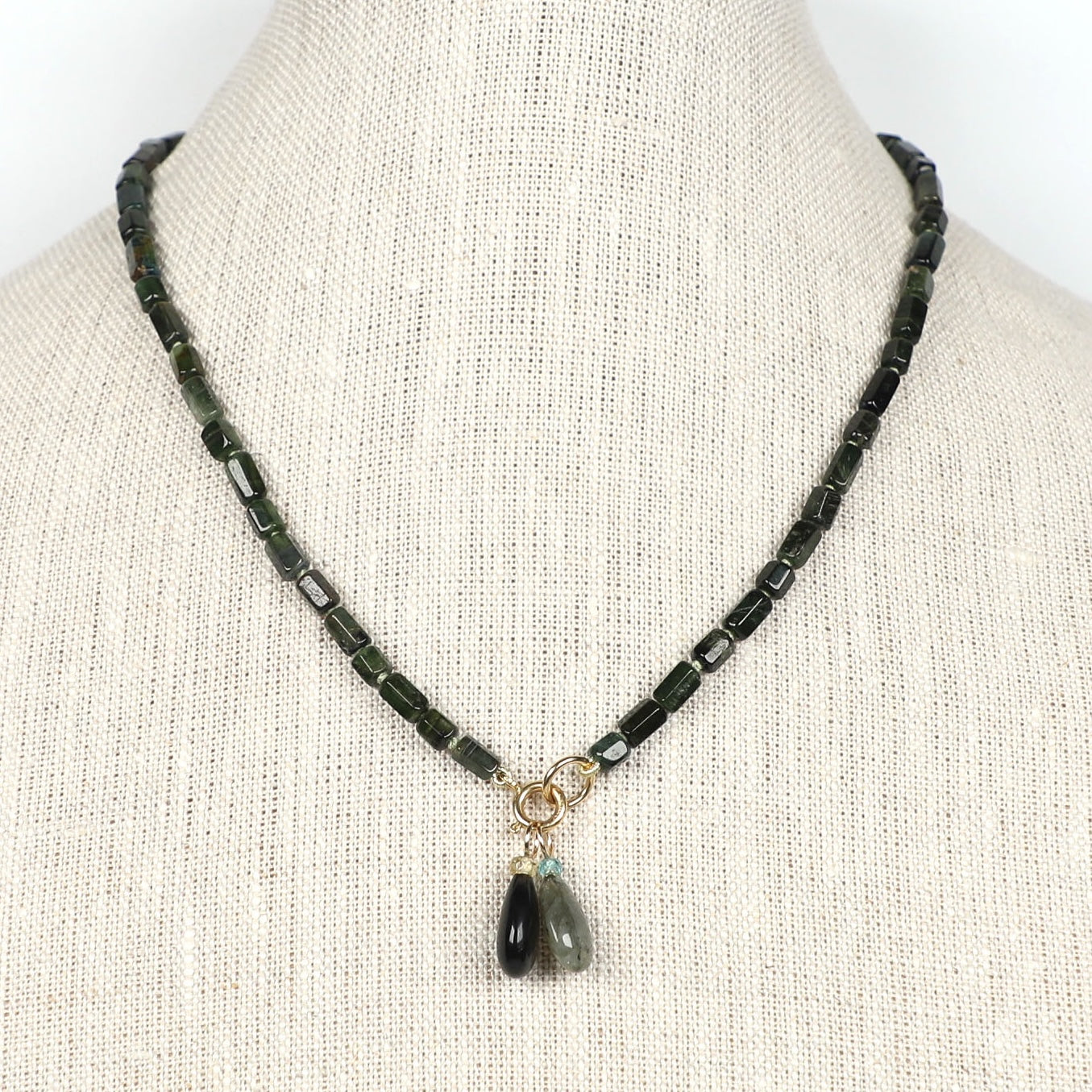Labradorite and Zircon Gemstone Drop Charm