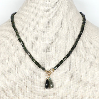 Labradorite and Zircon Gemstone Drop Charm